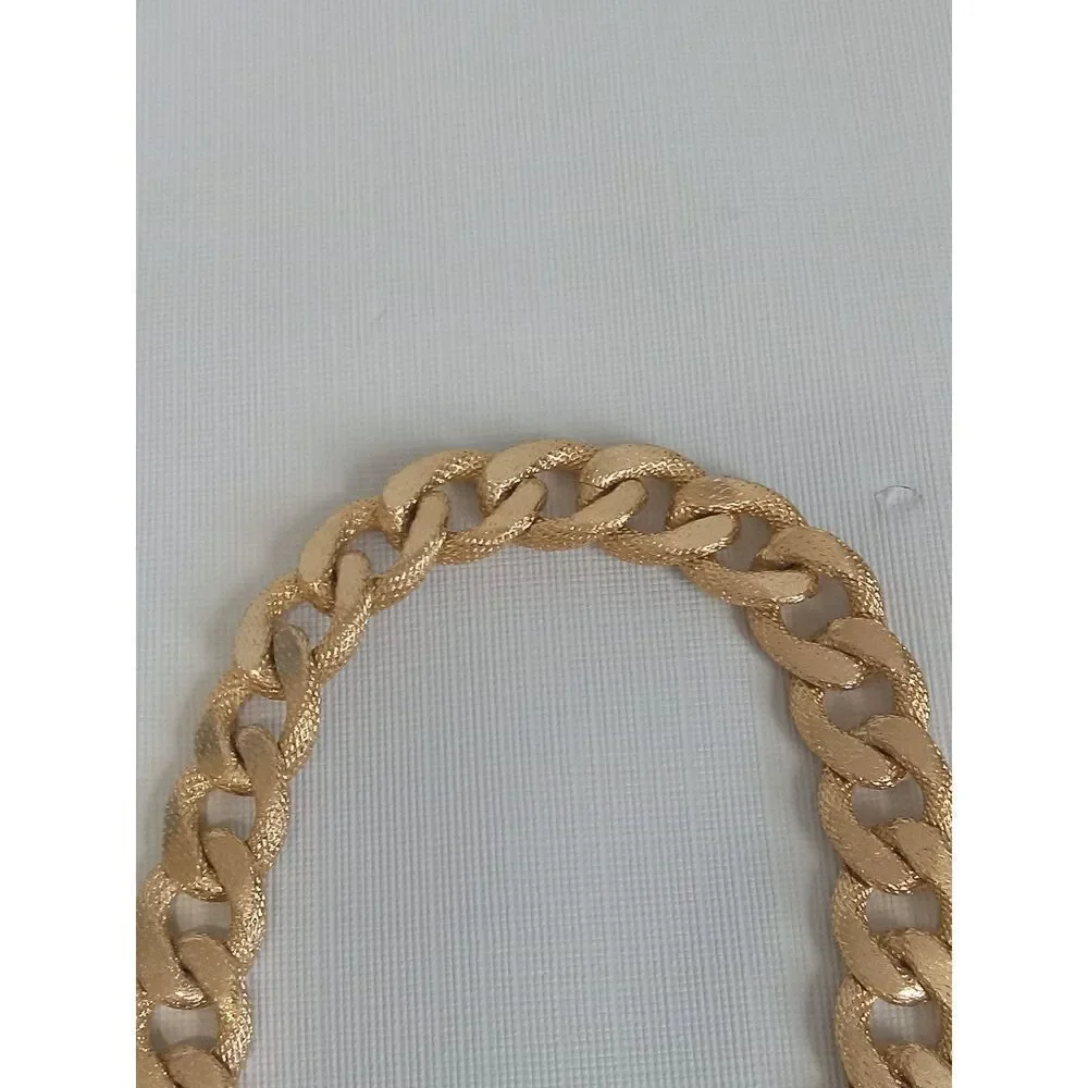 Chunky Gold Toned Oversized Curb Link Metal Chain Heavyweight Statement Necklace - Picture 4 of 9